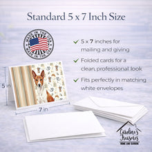 Load image into Gallery viewer, Red and White Basenji Coffee Bar Greeting Cards Pack of 8