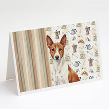 Load image into Gallery viewer, Red and White Basenji Coffee Bar Greeting Cards Pack of 8