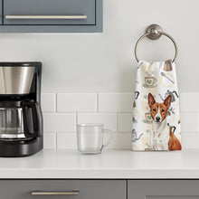 Load image into Gallery viewer, Red and White Basenji Coffee Bar Kitchen Towel