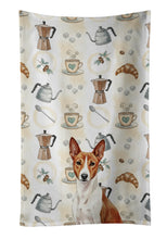 Load image into Gallery viewer, Red and White Basenji Coffee Bar Kitchen Towel