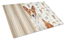 Load image into Gallery viewer, Red and White Basenji Coffee Bar Glass Cutting Board