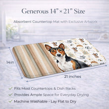Load image into Gallery viewer, Tricolor and White Basenji Coffee Bar Dish Drying Mat