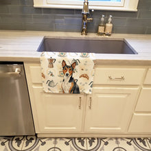Load image into Gallery viewer, Tricolor and White Basenji Coffee Bar Kitchen Towel
