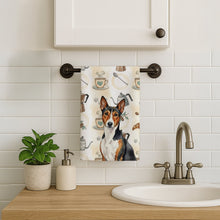 Load image into Gallery viewer, Tricolor and White Basenji Coffee Bar Kitchen Towel