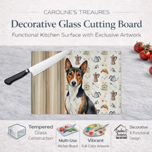 Load image into Gallery viewer, Tricolor and White Basenji Coffee Bar Glass Cutting Board