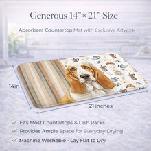 Load image into Gallery viewer, Lemon and White Basset Hound Coffee Bar Dish Drying Mat