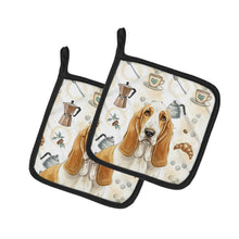 Load image into Gallery viewer, Lemon and White Basset Hound Coffee Bar Pair of Pot Holders