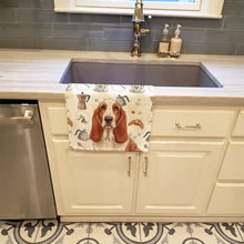 Load image into Gallery viewer, Red and White Basset Hound Coffee Bar Kitchen Towel
