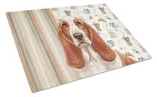 Load image into Gallery viewer, Red and White Basset Hound Coffee Bar Glass Cutting Board