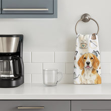 Load image into Gallery viewer, Lemon and White Beagle Coffee Bar Kitchen Towel