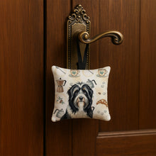 Load image into Gallery viewer, Black Bearded Collie Coffee Bar Hanging Square Fabric Ornament 3.5 × 3.5