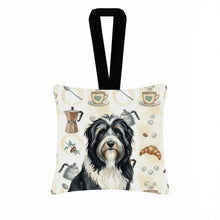 Load image into Gallery viewer, Black Bearded Collie Coffee Bar Hanging Square Fabric Ornament 3.5 × 3.5