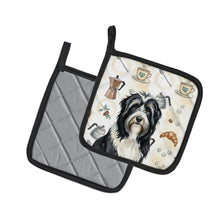 Load image into Gallery viewer, Black Bearded Collie Coffee Bar Pair of Pot Holders