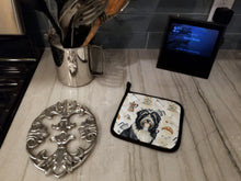 Load image into Gallery viewer, Black Bearded Collie Coffee Bar Pair of Pot Holders
