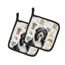 Load image into Gallery viewer, Black Bearded Collie Coffee Bar Pair of Pot Holders