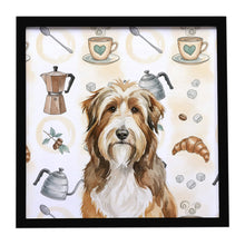 Load image into Gallery viewer, Brown Bearded Collie Coffee Bar Framed Metal Print