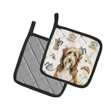 Load image into Gallery viewer, Brown Bearded Collie Coffee Bar Pair of Pot Holders