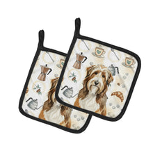 Load image into Gallery viewer, Brown Bearded Collie Coffee Bar Pair of Pot Holders