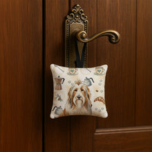 Load image into Gallery viewer, Fawn Bearded Collie Coffee Bar Hanging Square Fabric Ornament 3.5 × 3.5