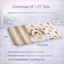 Load image into Gallery viewer, White and Tan Bearded Collie Coffee Bar Dish Drying Mat