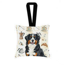 Load image into Gallery viewer, Bernese Mountain Dog Coffee Bar Hanging Square Fabric Ornament 3.5 × 3.5