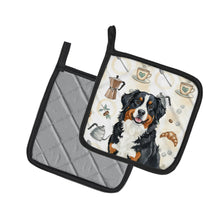 Load image into Gallery viewer, Bernese Mountain Dog Coffee Bar Pair of Pot Holders