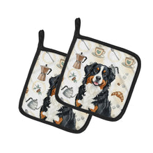 Load image into Gallery viewer, Bernese Mountain Dog Coffee Bar Pair of Pot Holders