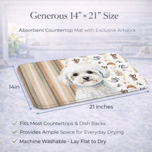 Load image into Gallery viewer, Bichon Frise Coffee Bar Dish Drying Mat