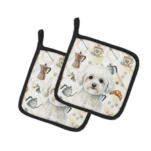 Load image into Gallery viewer, Bichon Frise Coffee Bar Pair of Pot Holders