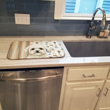 Load image into Gallery viewer, White and Cream Bichon Frise Coffee Bar Dish Drying Mat