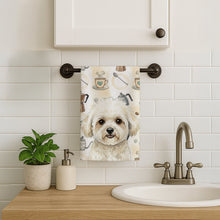 Load image into Gallery viewer, White and Cream Bichon Frise Coffee Bar Kitchen Towel