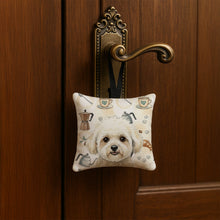Load image into Gallery viewer, White and Cream Bichon Frise Coffee Bar Hanging Square Fabric Ornament 3.5 × 3.5