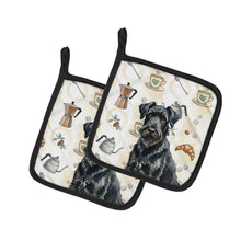 Load image into Gallery viewer, Black Russian Terrier Coffee Bar Pair of Pot Holders