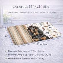 Load image into Gallery viewer, Black and Tan Bloodhound Coffee Bar Dish Drying Mat