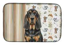 Load image into Gallery viewer, Black and Tan Bloodhound Coffee Bar Dish Drying Mat