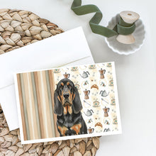 Load image into Gallery viewer, Black and Tan Bloodhound Coffee Bar Greeting Cards Pack of 8