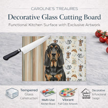 Load image into Gallery viewer, Black and Tan Bloodhound Coffee Bar Glass Cutting Board