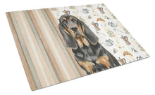 Load image into Gallery viewer, Black and Tan Bloodhound Coffee Bar Glass Cutting Board