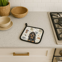 Load image into Gallery viewer, Black and Tan Bloodhound Coffee Bar Pair of Pot Holders