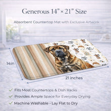Load image into Gallery viewer, Brindle Boerboel Coffee Bar Dish Drying Mat