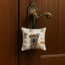 Load image into Gallery viewer, Brindle Boerboel Coffee Bar Hanging Square Fabric Ornament 3.5 × 3.5