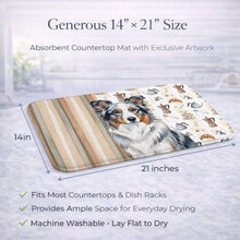 Load image into Gallery viewer, Blue Merle Border Collie Coffee Bar Dish Drying Mat
