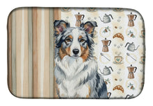 Load image into Gallery viewer, Blue Merle Border Collie Coffee Bar Dish Drying Mat