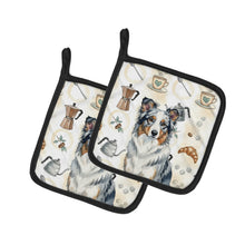Load image into Gallery viewer, Blue Merle Border Collie Coffee Bar Pair of Pot Holders