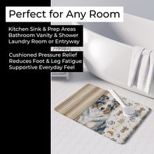 Load image into Gallery viewer, Blue Merle Border Collie Coffee Bar Memory Foam Kitchen Mat