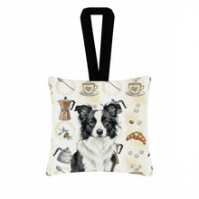 Load image into Gallery viewer, Border Collie Coffee Bar Hanging Square Fabric Ornament 3.5 × 3.5