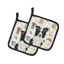 Load image into Gallery viewer, Border Collie Coffee Bar Pair of Pot Holders