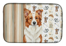 Load image into Gallery viewer, Red and White Border Collie Coffee Bar Dish Drying Mat
