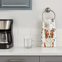 Load image into Gallery viewer, Red and White Border Collie Coffee Bar Kitchen Towel