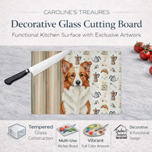 Load image into Gallery viewer, Red and White Border Collie Coffee Bar Glass Cutting Board